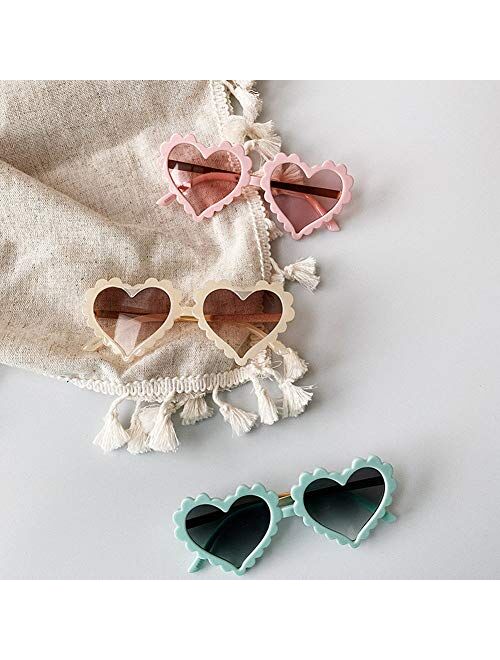 BULINGNA Kids Toddler Baby Girl Boy Heart Shaped Anti-UV Sunglasses, Eyewear Glasses for Party Photography Outdoor Beach 1-8T