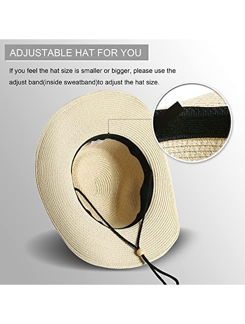 Lanzom Women Men Summer Western Straw Cowboy Cowgirl Hat Shapeable Wide Brim Staw Beach Sun Hat