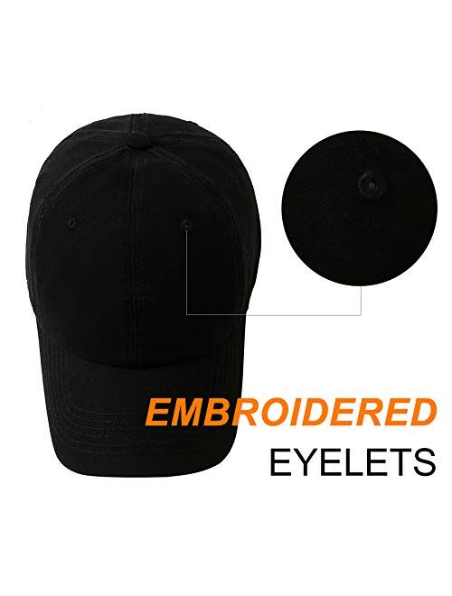 Lanzom Men Women Adjustable Baseball Cap Vintage Cotton Washed Distressed Hats Twill Plain Dad Hat with Ponytail