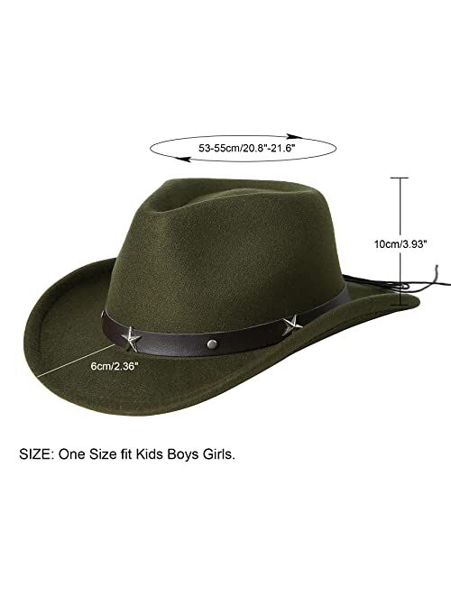 Lanzom Kids Girls Boys Cowboy Cowgirl Hat with Buckle Belt Toddlers Felt Western Hat