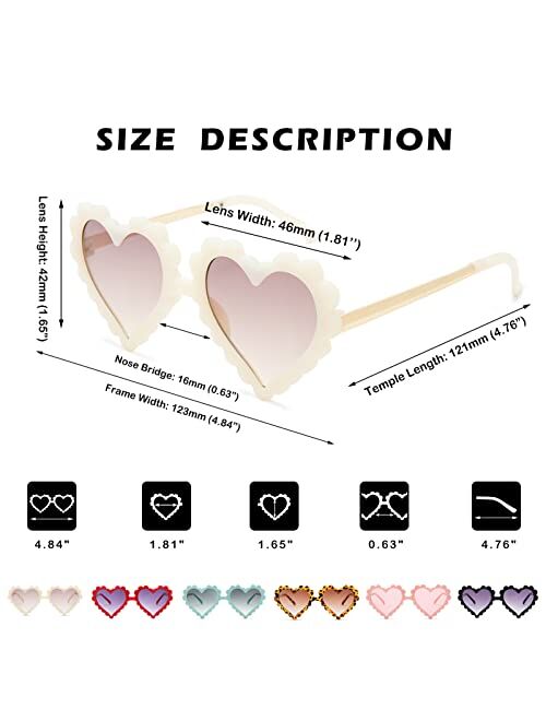 COASION Kids Heart Girls Sunglasses UV 400 Protection for Toddler Party Beach Shades Age 3-10