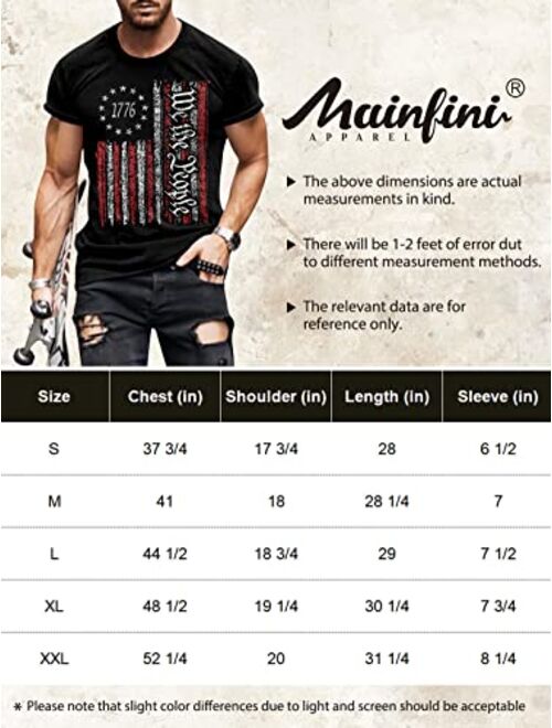 Mainfini Mens 1776 Distressed T-Shirt 4th of July Shirt Tops American Flag Patriotic Short Sleeve Independence Day Shirt