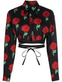 Jeans Couture floral-print cropped blouse