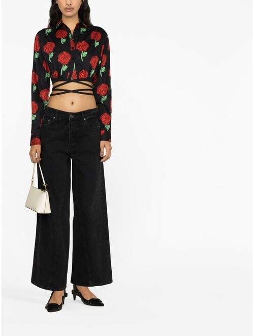 Versace Jeans Couture floral-print cropped blouse