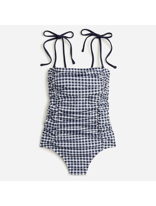 J.Crew Ruched tie-shoulder one-piece swimsuit in classic gingham