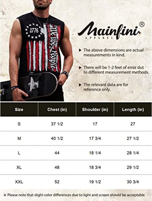 Mainfini Mens 1776 Distressed Tank Top 4th of July Shirt American Flag Patriotic Sleeveless Independence Day Shirt