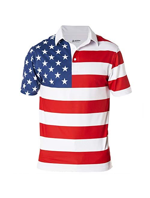 Royal & Awesome American Flag Shirts Men, 4th of July Shirts for Men, Patriotic Golf Shirts for Men, American Flag Golf Shirt