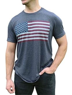 DON'T THREAD ON ME - USA Flag Men's Tee Shirt | Vintage US Patriotic Tees | Blue Athletic Graphic T-Shirts for Men