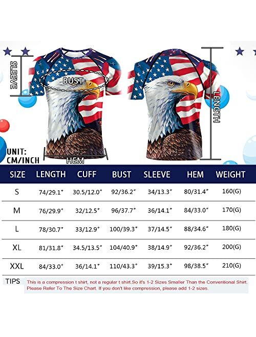 Rcimuue Men's American USA Flag Patriotic Compression Shirts US 4th of July Compression T-Shirts Workout Sports Short Sleeve
