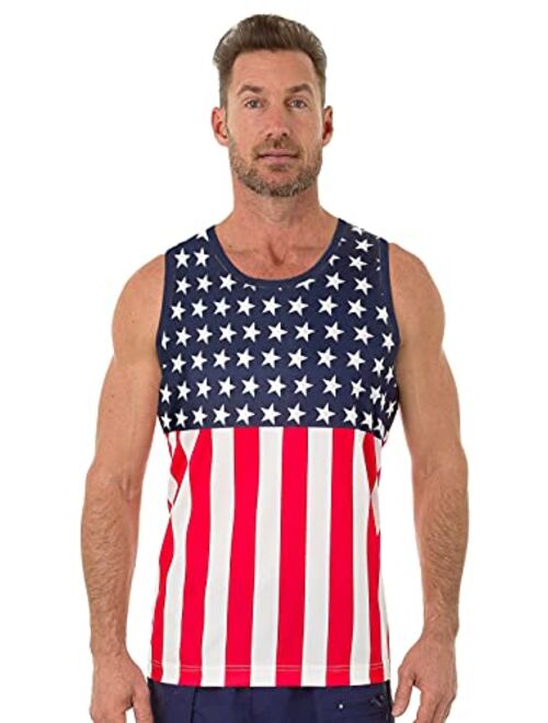 Pacific Surf Men's Patriotic American Flag Stars All Over Tank Top Shirt
