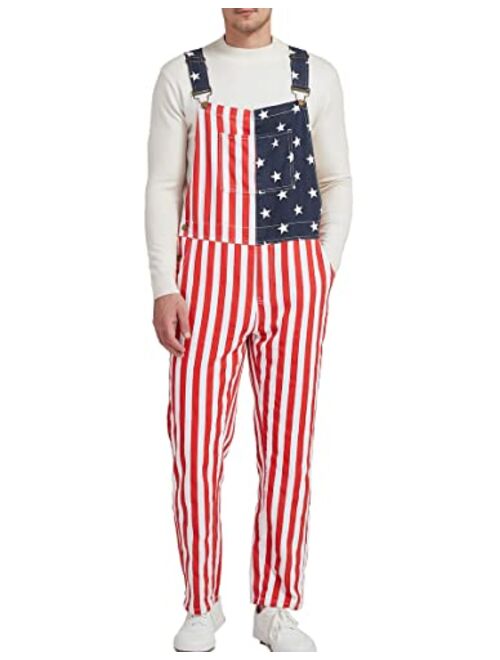 OeyFnbmO Men's Women's Denim bib Overall Trousers American Flag Overalls Adjustable Straps Jean Pants Denim bib Rompers