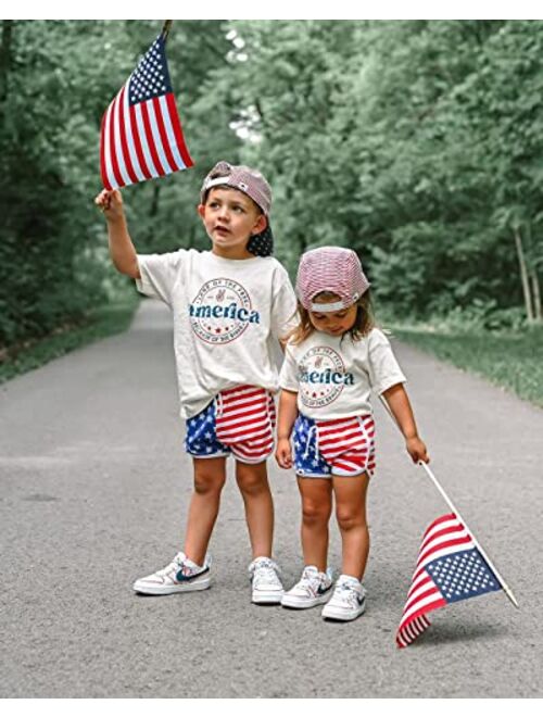 BOIBOKOKO 4th of July Baby Boy Outfit Short Sleeve Crewneck Shirt Tops American Flag Shorts USA Memorial Day Clothes