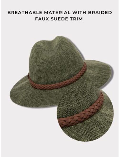 San Diego Hat Co. San Diego Hat Company Women's Lightweight Knit Fedora with Sueded Braided Trim
