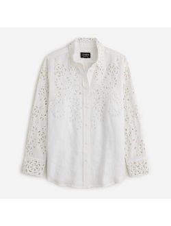 Collection classic-fit eyelet shirt in linen