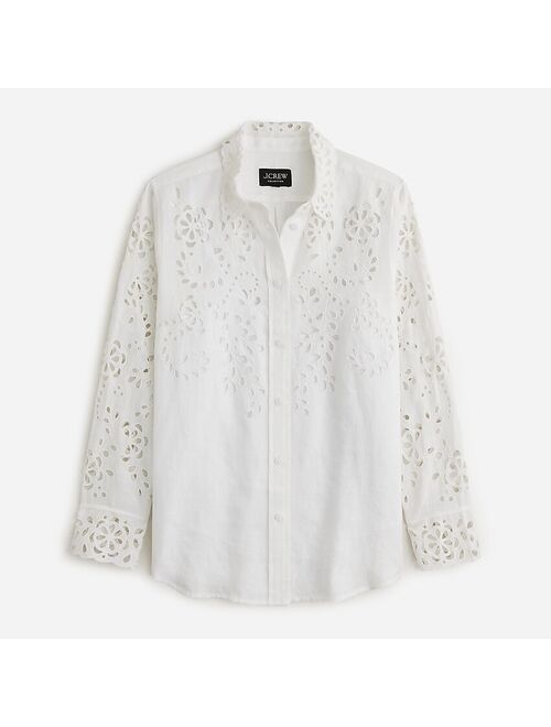 J.Crew Collection classic-fit eyelet shirt in linen