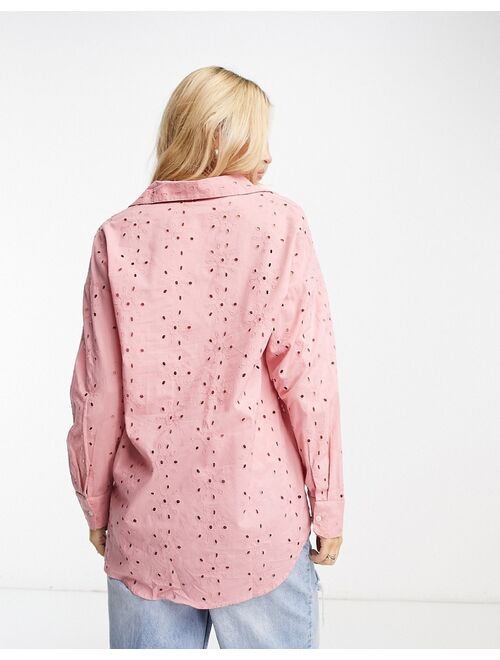 Only eyelet shirt in pink
