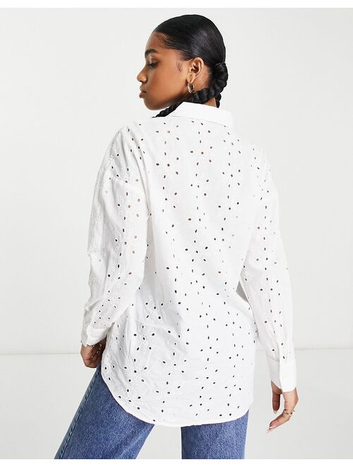 Only broderie shirt in white