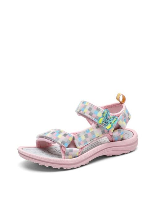Wisen Shoes Girls Gingham Butterfly Decor Sports Sandals