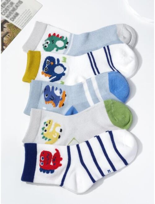 Jingyang Apparel Accessories 5pairs Kids Dinosaur Pattern Socks For Daily Life