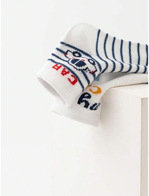 YWxiaotong 5pairs Boys Car & Letter Graphic Ankle Socks For Summer