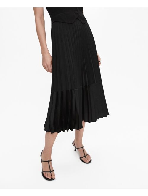 MANGO Women's plisse Pleated Midi Skirt