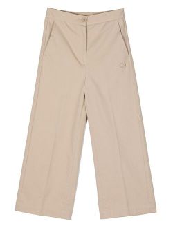 Kids logo-embroidered wide-leg trousers