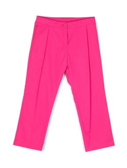 Kids embroidered-logo straight-leg trousers