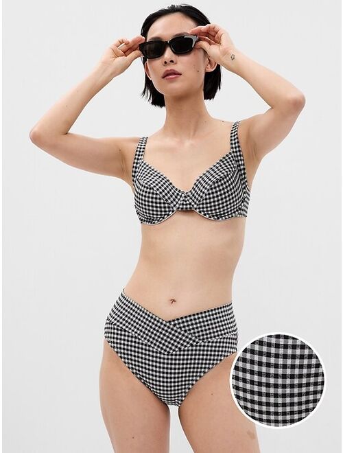 Gap Textured Gingham Crossover Bikini Bottom