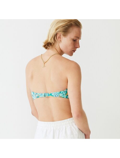 J.Crew Ruched bandeau bikini top in aqua blooms