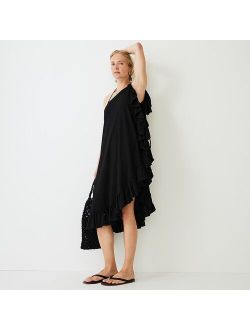 Ruffle one-shoulder cover-up dress in soft gauze