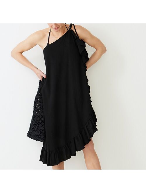 J.Crew Ruffle one-shoulder cover-up dress in soft gauze