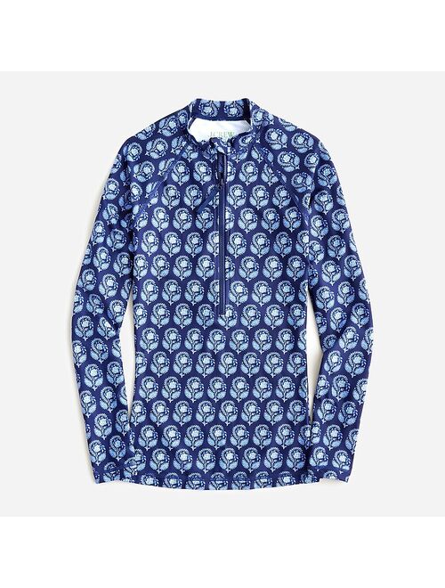 J.Crew Long-sleeve rash guard top in navy bouquet block print