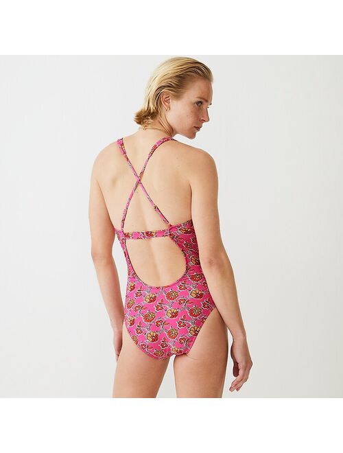 J.Crew Halter-neck cutout one-piece swimsuit in Ratti pink blooms print