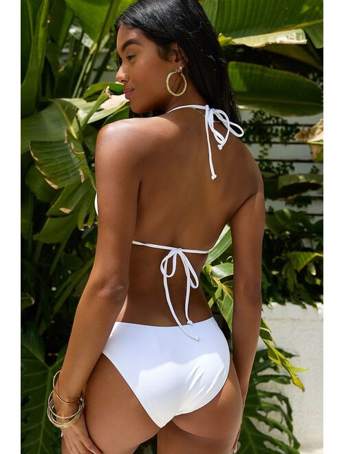 Lulus Poolside Party White Ruffled Bikini Top