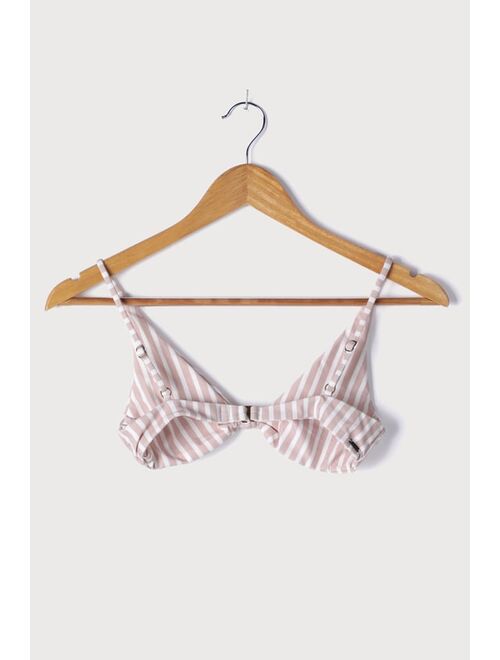 O'Neill Pismo Lillia Beige Striped Knotted Bikini Top