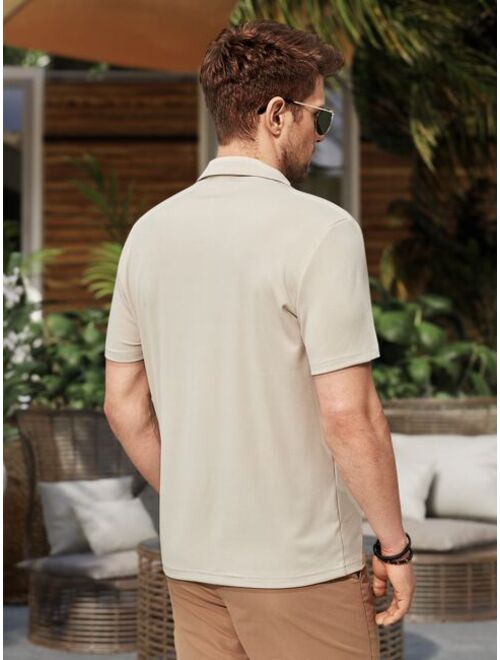 SHEIN Men Solid Ribbed Knit Polo Shirt