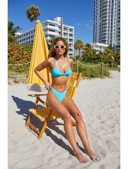 Rhythm Ritual Blue Paisley Print High-Cut Bikini Bottoms