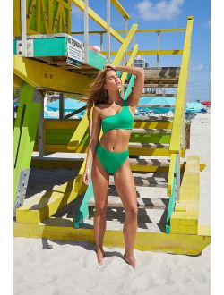 Resort Radiance Green Crinkle High Rise Bikini Bottoms