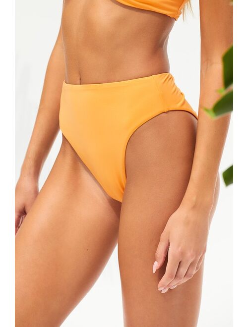 Lulus Rollin' With The Tide Light Orange High-Cut Bikini Bottoms