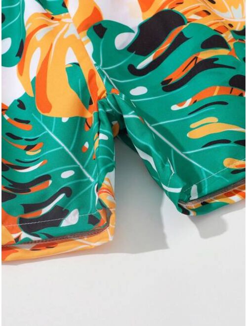 Toddler Boys Tropical Print Kimono Beach Shorts