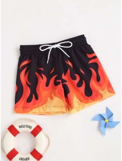 Toddler Boys Fire Pattern Swim Shorts