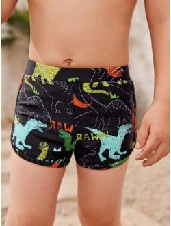 Toddler Boys Dinosaur Letter Graphic Swim Shorts