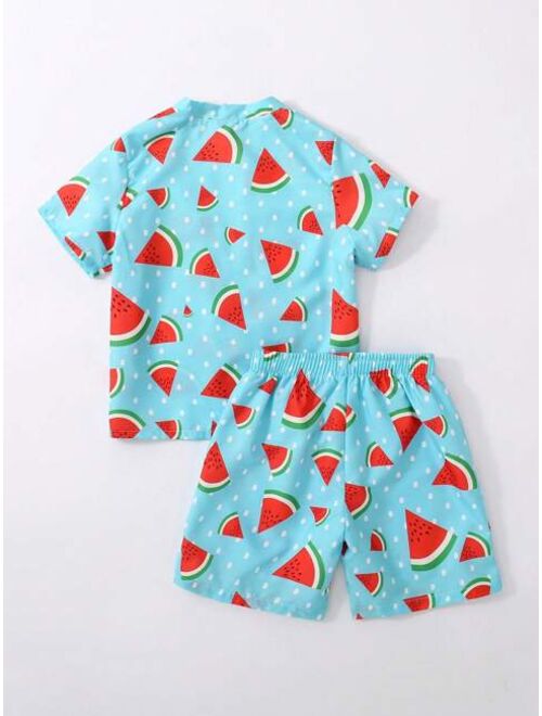 Toddler Boys Watermelon Print Beach Swimsuit