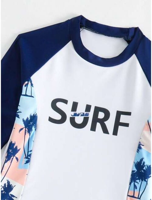 Toddler Boys Palm Tree Print Beach Swimsuit