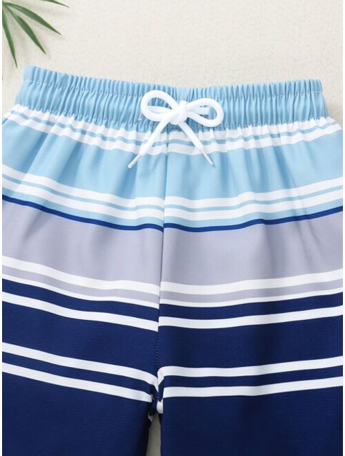 Toddler Boys Striped Drawstring Waist Swim Shorts