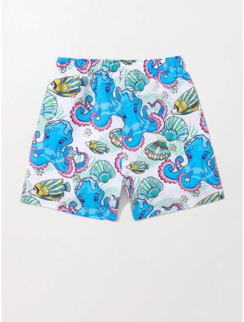 Toddler Boys Octopus Print Swim Shorts