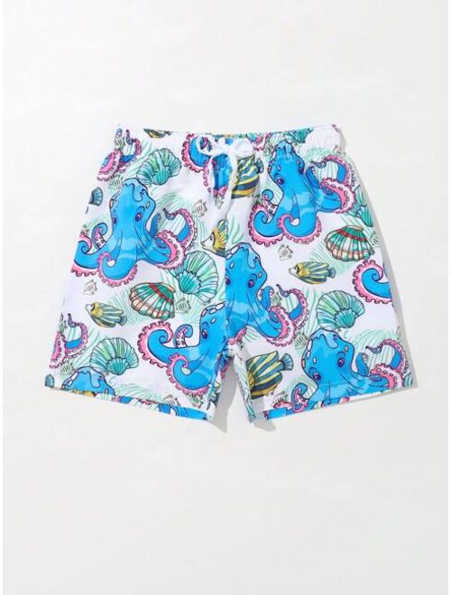 Toddler Boys Octopus Print Swim Shorts