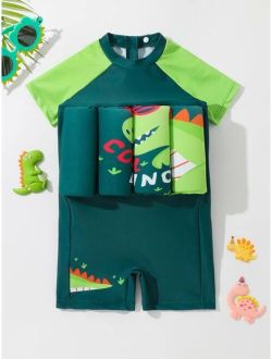 Toddler Boys Dinosaur Print Float One Piece Swimsuit
