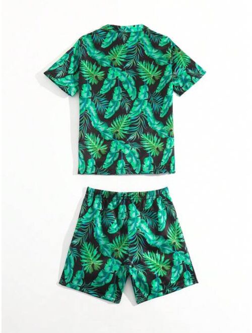 Toddler Boys Tropical Print Kimono Beach Shorts