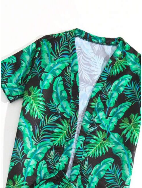 Toddler Boys Tropical Print Kimono Beach Shorts